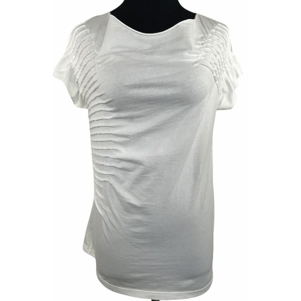 Neon Buddha‎ Womens White Stretch Top Shirt Cotton Spandex Size Small